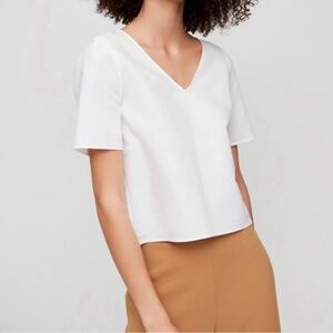 Aritzia Babaton White Boxy Crop T-Shirt Small